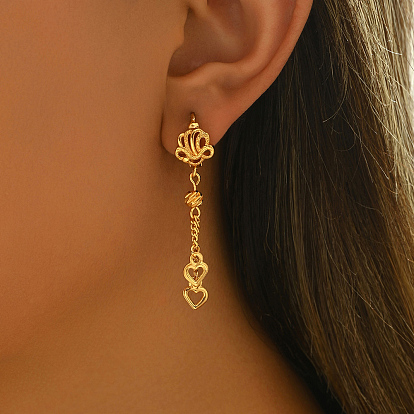 Элегантные латунные серьги-кольца в форме сердца с кисточками, реальный 18 k позолоченный