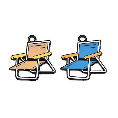 Pendentifs en alliage émaillé avec peinture de cuisson, breloques pour chaises pliantes, noir