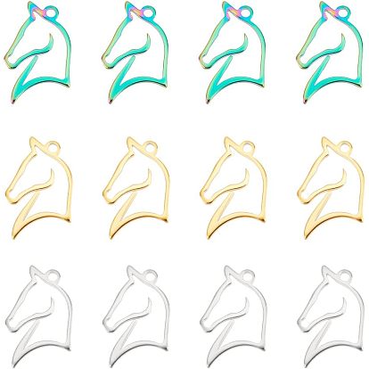 12 шт. 3 цвета 304 подвески из нержавеющей стали, лошадь