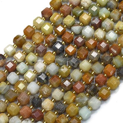 Натуральный цветок амазонитовые бусины пряди, с бисером, граненый стол, вырезанный куб