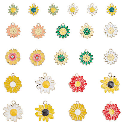 Emaille Anhänger Legierung, Licht Gold, Blume
