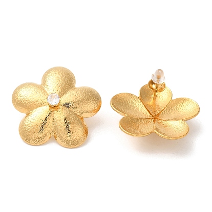 304 Серьги-гвоздики из нержавеющей стали с прозрачным фианитом и микропаве, для женщин, цветок