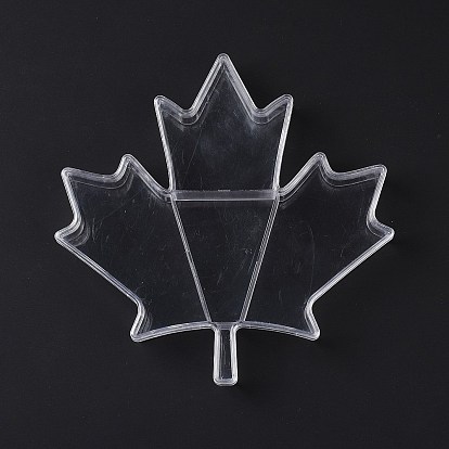 4 Grids Transparent Plastic Box, Maple Leaf Bead Containers for Small Jewelry and Beads
