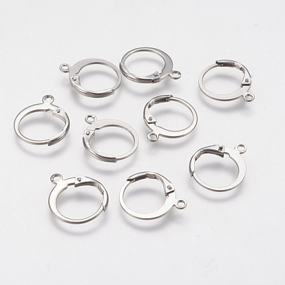 304 Stainless Steel Leverback Earring Findings, with Loop