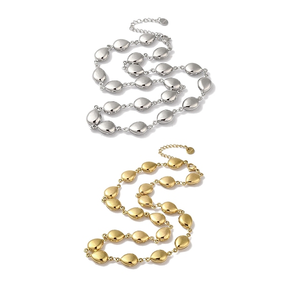 304 Stainless Steel Teardrop Link Necklaces