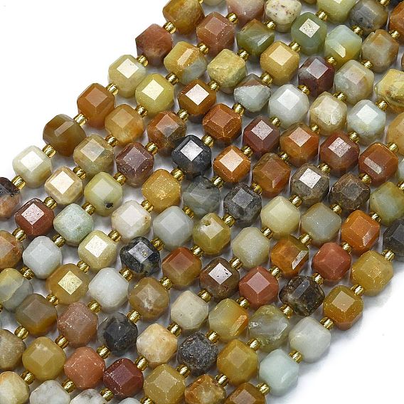 Натуральный цветок амазонитовые бусины пряди, с бисером, граненый стол, вырезанный куб