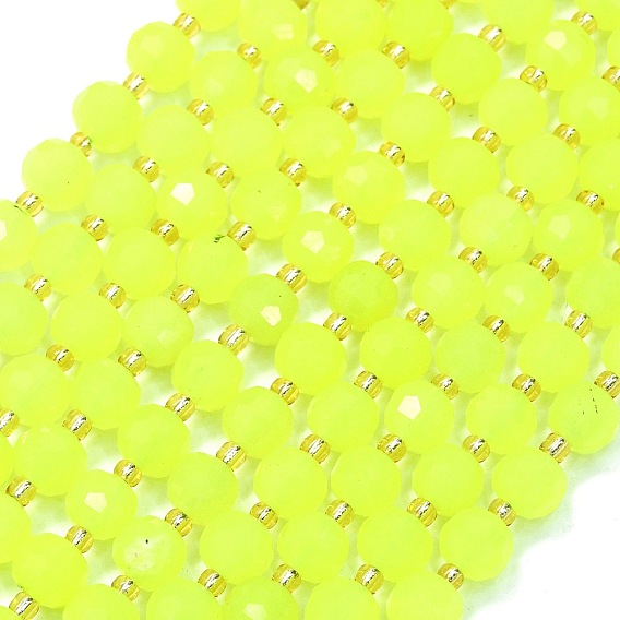 Природного нефрита нитей бисера, с бисером, окрашенные, граненые, фонарь