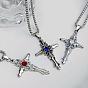 Ожерелья с подвеской из сплава креста и стразами для мужчин, платина