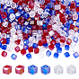 360Pcs 3 Colors Electroplate Glass Beads, AB Color Plated, Faceted, Cube