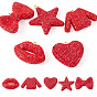 5Pcs 5 Styles Handmade Polymer Clay Pendants, with Iron Loop and Rhinestone