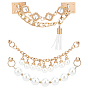 3Pcs 3 Styles Alloy Chain for DIY Keychains, with ABS Beads Links, Phone Case Decoration Jewelry Accessories, with Rhinestone and PU Leather Tassels