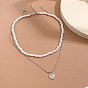 Винтажное двухслойное ожерелье с подвеской из жемчуга - модно, персонализированное ожерелье с жемчужным сердцем, набор из 2.