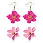 2 Pairs 2 Styles Iron Flower Dangle Earrings and Sweet and Stylish Multi-layer Petal Flower Stud Earrings