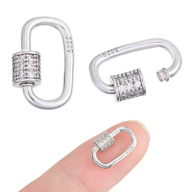 2 шт. 925 винтовые застежки со стразами из стерлингового серебра, овальные