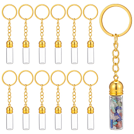 12Pcs Glass Wish Bottle Keychains, with Iron Rings