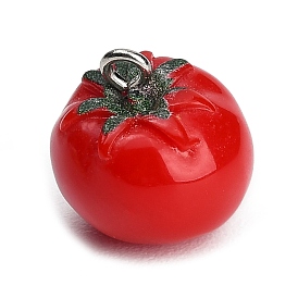 Opake Harzanhänger, Tomaten Charme, mit Platin-Eisenschlaufe