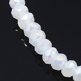 Imitation Jade Electroplate Glass Faceted Rondelle Beads Strands, AB Color Plated