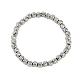 304 Stainless Steel Beaded Stretch Bracelets, Round