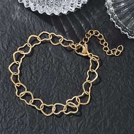 304 Edelstahl Herzgliederkette Armband, Ionenbeschichtung (ip)