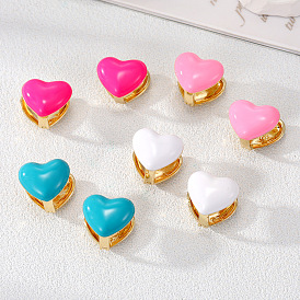Charming Macaron Heart Earrings with Double-sided Design and Oil Drip, Sweet and Personalized Ear Jewelry for Women