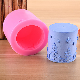 Column with Christmas Themed Pattern DIY Candle Silicone Molds, for Scented Candle Making