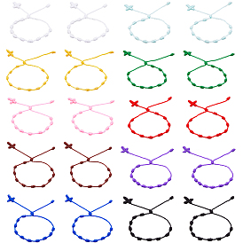 20шт. 10 цвета полиэстеровые браслеты-слайдеры для мужчин и женщин, крестик