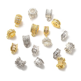 Brass Micro Pave Cubic Zirconia Tube Bails, Long-Lasting Plated, Cadmium Free & Lead Free