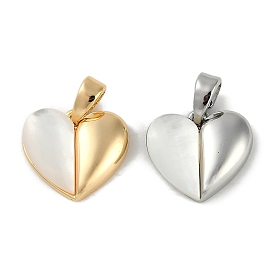 Brass Pave Natural Shell Heart Charms