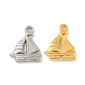 Ion Plating(IP) 304 Stainless Steel Pendants, Sailboat Charms