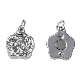 Messing Anhänger & Charms, mit Biegeringen und Magnet, Nickel frei, Blume