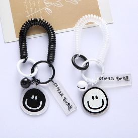 Porte-clés acrylique souriant pour les couples - charme de sac à dos avec étiquette de lettre simple