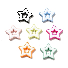 Opaque Acrylic Beads, with Enamel, Star