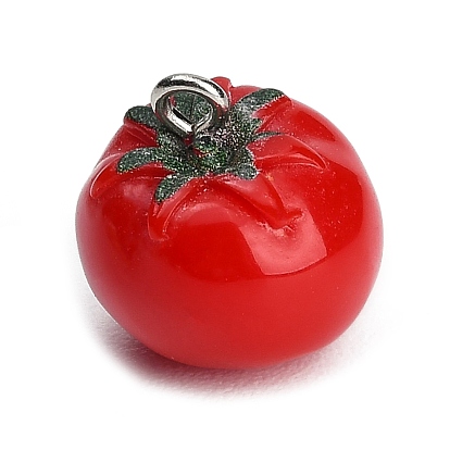 Opake Harzanhänger, Tomaten Charme, mit Platin-Eisenschlaufe