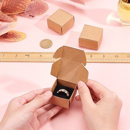 Foldable Creative Kraft Ring Paper Box, Wedding Favor Boxes, Favour Box, Paper Gift Box, with Sponge, Square