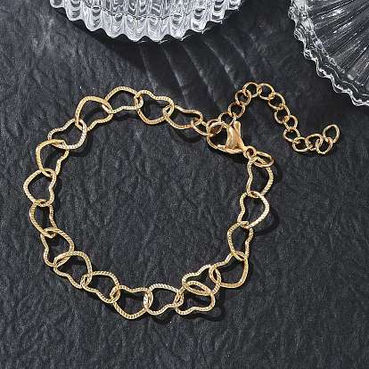 304 Edelstahl Herzgliederkette Armband, Ionenbeschichtung (ip)