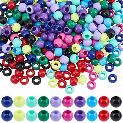 300 шт 10 цвета непрозрачные акриловые бусины, бусины с большим отверстием, рондель