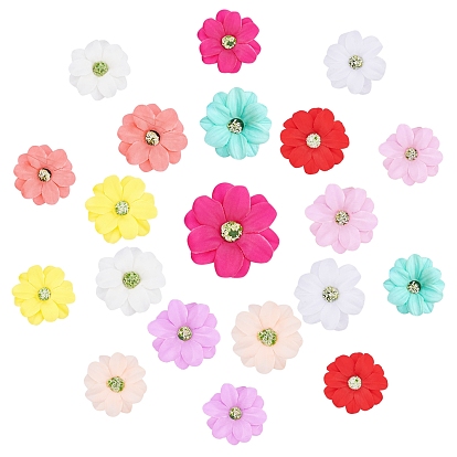 100Pcs 10 Colors Handmade Silk Cloth Sunflower, Artificial Flower Plastic Head, For Wedding Party Decoration