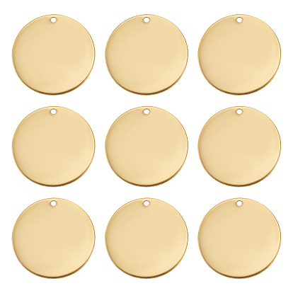 24Pcs Ion Plating(IP) 304 Stainless Steel Pendants, Blank Stamping Tag, Flat Round
