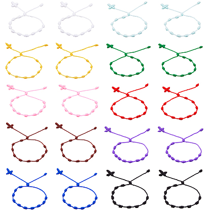 20шт. 10 цвета полиэстеровые браслеты-слайдеры для мужчин и женщин, крестик