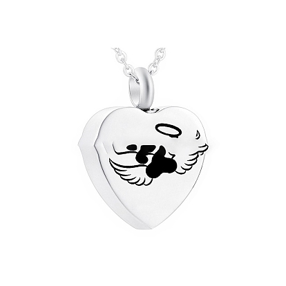 Stainless Steel Pendant Necklaces, Heart Urn Ashes Necklaces