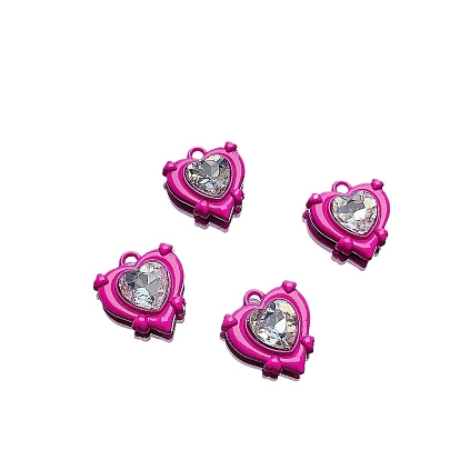 Подвески из сплава и страза, розовые сердечки