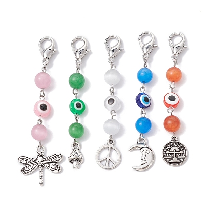 Круглый кулон «кошачий глаз» и смола «сглаз», Сплав с застежками когтя омара, разнообразные