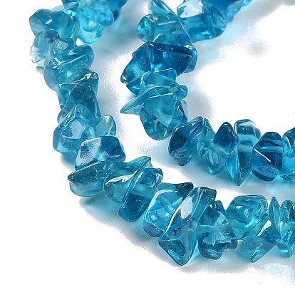 Spray Painted Transparent Glass Beads Strands, Imitation Gemstone, Chip