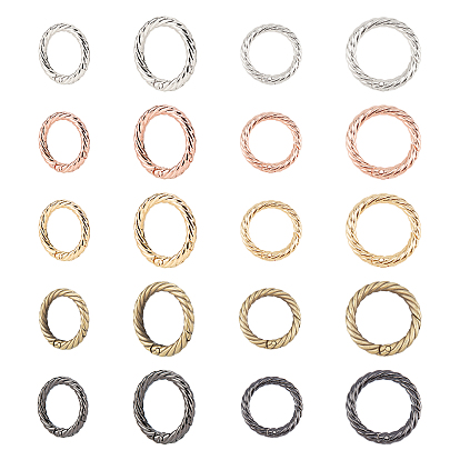 20Pcs 5 Colors 2 Sizes Zinc Alloy Spring Gate Rings, O Rings