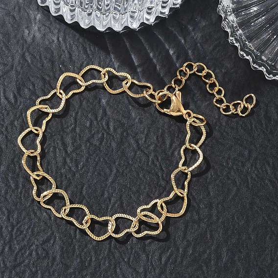 304 Stainless Steel Heart Link Chain Bracelets, Ion Plating(IP)