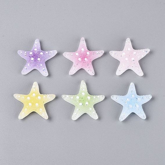 Прозрачная смола и кабошоны с пайетками в технике декоден, морская звезда