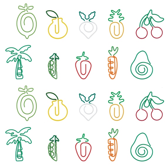 Vegetable and Fruit Iron & Plastic Paperclips, Cute Paper Clips, Funny Bookmark Marking Clips