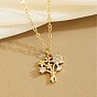 Brass Pave Clear Cubic Zirconia Flower Bouquet Pendant Alloy Cable Chain Necklaces for Women