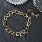 304 Stainless Steel Heart Link Chain Bracelets, Ion Plating(IP)