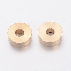 Brass Spacer Beads, Rondelle, 6x2mm, Hole: 2mm